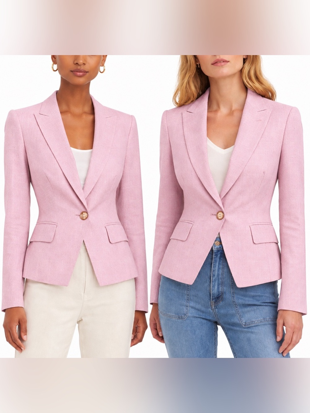 NEW Veronica Beard Hosanna Dickey Blazer Pink Single Button Jacket Size 6